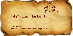 Fórizs Herbert névjegykártya
